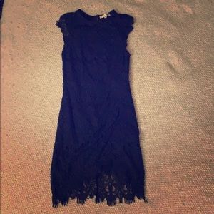 Elegant Navy Lace Mini Dress